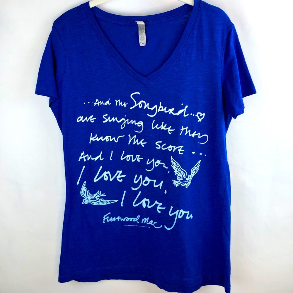 Fleetwood Mac quote Tshirt blue Sz XL slim…